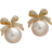 Shein pair BowknotShaped Pearl Diamond Inlaid Earrings With Elegant And Sophisticated Design