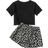 Shein Young Girl Lettuce Trim Tee Ditsy Floral Print Shorts