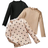 Shein Baby 3pcs Heart Print Lettuce Trim Mock Neck Tee