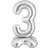 Hobbycraft Standing Silver Number 3 Balloon 1m