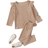 Shein Toddler Girls Ruffle Trim Tee With Bow Front Trousers