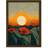 ARTERY8 Abstract Sunrise Over Poppy Meadow William Morris Style Artwork Wall Print A4 - Brown - One Size Framed Art