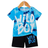 Shein Baby Boy Tie Dye Letter Printed Casual Short Sleeve Top And Shorts Set SpringSummer