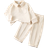 Shein Baby Girls Casual Long Sleeve Top and Khaki Pants Set - Multi
