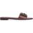 Fendi Logo Leather Slide Sandals - Chocolate