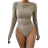 Shein High Collar Gathered Bodysuit - Solid Color