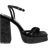 PrettyLittleThing Velvet Square Toe Strappy Block Heels - Black