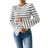 Shein Striped Crew Neck Flare Sleeve Tee - Autumn