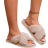 Shein Women's Black Furry Slide Sandals With Open Toe, Cross Straps & Anti-slip Sole, Comfortable & Fashionable For Indoor Home Use