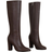 Shein Womens Chunky Heel OverTheKnee Boots With Side Zipper European American Retro Style Durable Fashionable Pointed Toe Trend Boots For AutumnWinter