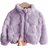 Shein Baby Girls Casual Chic Heart Pattern Fluffy Long Sleeve Stand Collar Jacket