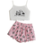 Shein Girls Panda Slogan Graphic Lettuce Trim Cami Top Shorts PJ Set Multicolor 6Y,7Y,8Y,9Y,10Y,11-12Y,13-14Y