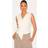 PrettyLittleThing Cream Woven Asymmetric Fitted Waistcoat - White