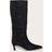 PrettyLittleThing Faux Suede Point Toe Low Heeled Knee High Boots - Black