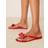 Glamorous Flip Flops Med Rosetter - Röda
