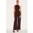 PrettyLittleThing Stretch Woven Square Neck Wide Leg Jumpsuit - Dark Chocolate