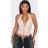 PrettyLittleThing Shape Washed Faux Leather Halter Neck Lace Up Corset - Pink