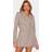 PrettyLittleThing Tailored Woven Cinched Waist Long Sleeve Playsuit - Brown