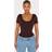 PrettyLittleThing Shape Sculpted V Neck Short Sleeve Bodysuit - Chocolate