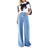 ASOS DESIGN Blå vida jeans med hög midja och indragning