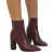 Shein Womens Fashion New Burgundy Short Boots Simple Versatile Party Wear Side Zipper Super High Chunky Heel Pointed Toe Motorcycle Boots
