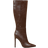 Shein Sexy Fashionable Coffee Color Pointed Toe Side Zipper Casual Slim Fit Womens KneeHigh Boots Winter Fall Shoes
