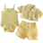 Shein Baby Girls' Holiday Leisure Style Textured Fabric Short Sleeved Shirt Shorts Suspenders Romper 3pcs Set Perfect For Daily Wear, Exclusive For Su
