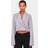 PrettyLittleThing Woven Cropped Shoulder Padded Blazer - Grey
