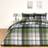 OHS Hamilton Check Set, Charcoal/Green - Double Duvet Cover Green, Grey (230x220cm)