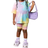 Shein Young Girl Fashion Sports TieDye Crew Neck Short Sleeve Shorts Set Summer