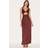 PrettyLittleThing Satin Lace Insert Maxi Dress - Chocolate
