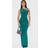 PrettyLittleThing Petite Twist Shoulder Slinky Maxi Dress - Emerald Green