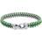 Nialaya Men's Green Woven 8mm Box Chain Bracelet - Silver