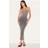 PrettyLittleThing Grey Ombre Stretch Denim Strapless Midaxi Dress