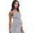 Mamalicious Maternity Ribbed Midi Tank Dress Grey And Blue Stripe