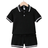 Shein Young Boy Striped Short Sleeve Polo Shirt And Shorts - Casual Outfit