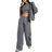 boohoo Womens Petite 3 Piece Straight Leg Sweatpant Tracksuit - Grey