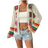 Shein Dopamine Colorful Braided Hollow Out Spring Sunscreen Holiday New Design Loose LongSleeved Open Cardigan