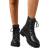 Shein Winter New Boots Women Padded Warm Boots Fashion Casual Shoes Leather Ankle Boots With Zipper Black White Short Boots With Laces