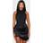 PrettyLittleThing Woven High Neck Satin Drape Mini Dress - Black