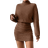 Shein Women Autumn Solid Color High Neck Drop Shoulder Long Sleeve Pleated Fitted Elegant Dress