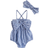 Shein pcsSet Fashionable And Cute Striped Bodysuit With Bowknot And Headband For Baby Girls Summer Party