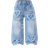 Shein Young Girl Heart Patched Wide Leg Jeans