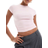 Bershka Ruched Side Baby Tee - Pale Pink