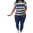 Shein Plus Size Casual Striped Print Top and Pants - Solid Color