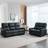 More4Homes Madrid 2+3 Seater Manual Recliner Air Leather Set Black Sofa