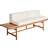 Beliani Acacia Wood 210 x 84 cm 2 Seater Rustic Design Light with Off-White Cushions Giaveno Garden Bench