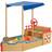 Juskys Sandkasten Käpt’n Pit mit Bodenplane & Sitzbank – Holz Piratenschiff Boot – Sandkiste Sandbox