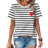 Shein Womens Striped Heart Pattern Casual Round Neck Short Sleeve TShirt Best