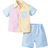 Shein Toddler Boys Striped Print Colorblock Shirt & Shorts